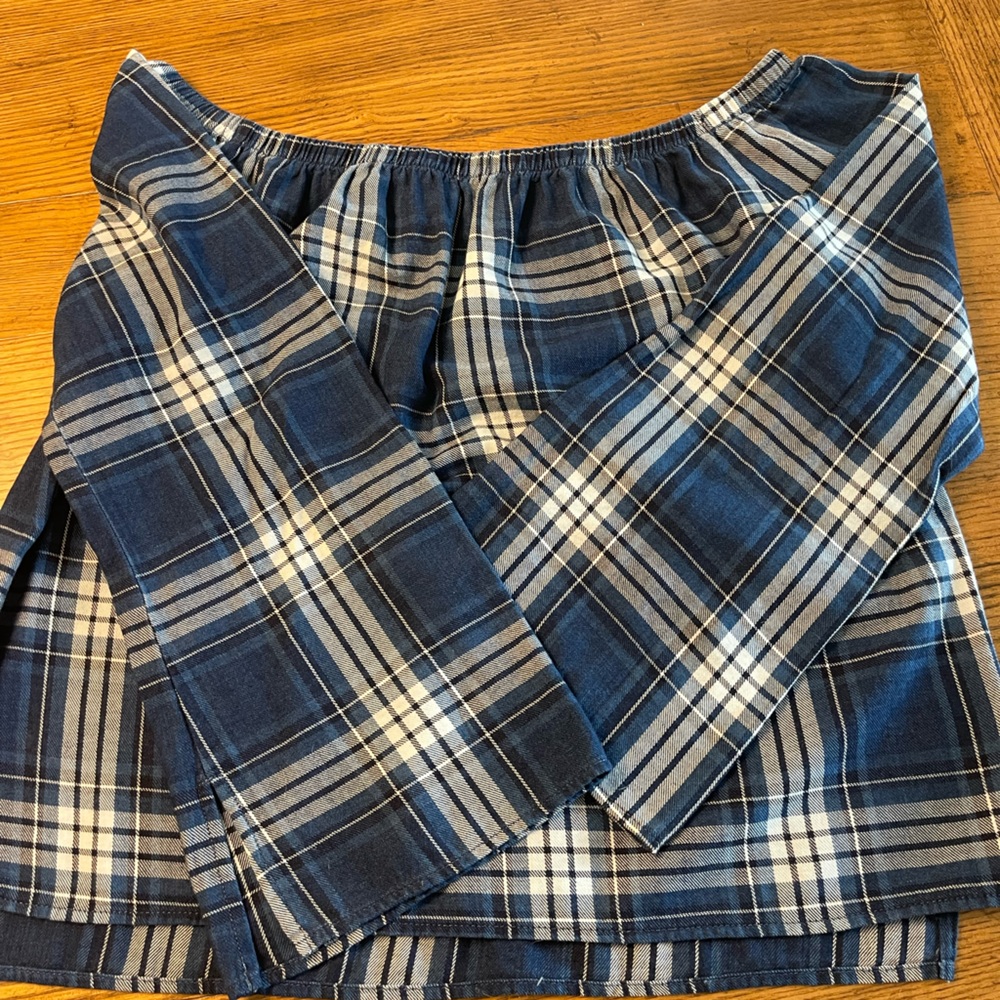 Cloth & Stone off shoulder plaid top